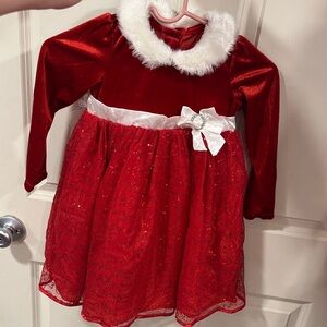 Holiday Editions Red Velvet Dress with White Fur Trim